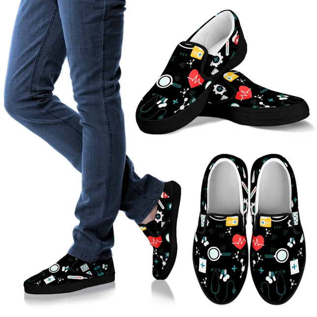 Schwarze Krankenschwester-Sneaker zum Hineinschlüpfen