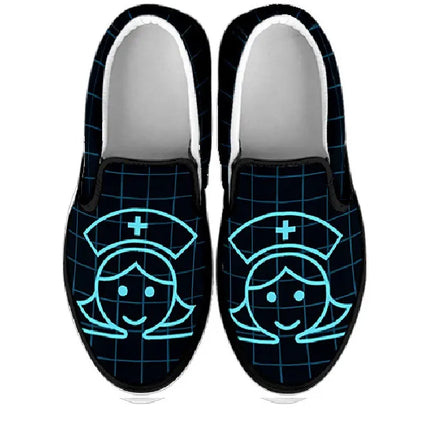 Ténis Slip On Pretos de Enfermeira (Enfermeira a Sorrir)