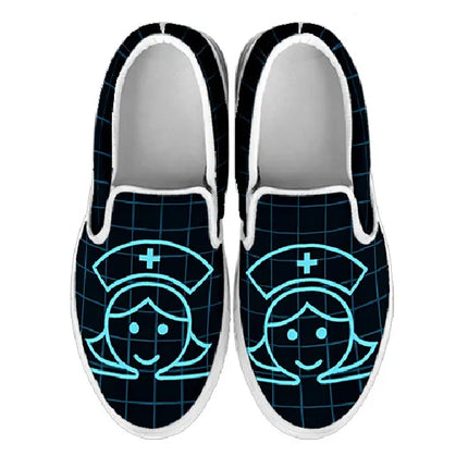Ténis Slip On Pretos de Enfermeira (Enfermeira a Sorrir)