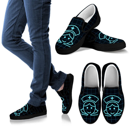 Ténis Slip On Pretos de Enfermeira (Enfermeira a Sorrir)