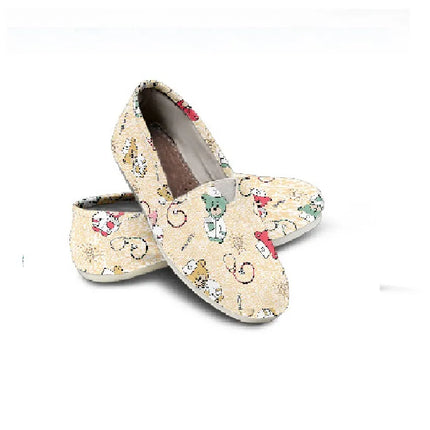 Vriendelijke Beer Beige Canvas Verpleegkundige Ballerina's