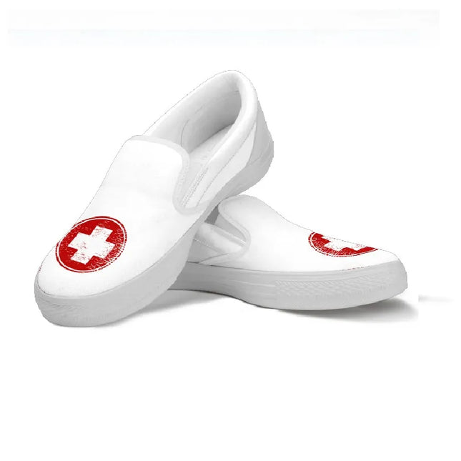 Scarpe Slip On con Simbolo Medico Sneakers per Infermieri