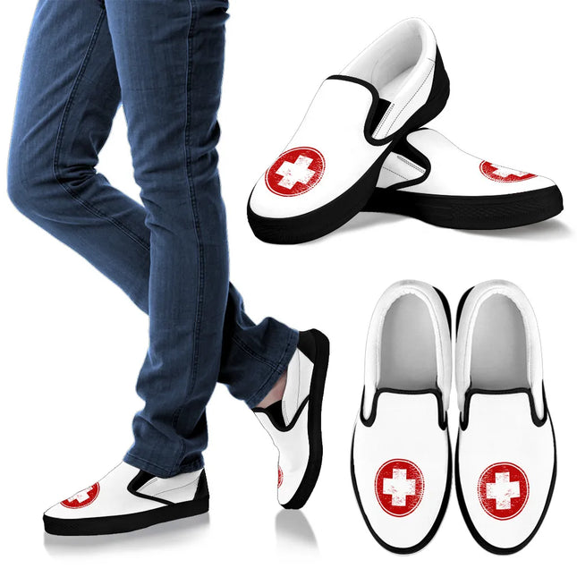 Scarpe Slip On con Simbolo Medico Sneakers per Infermieri