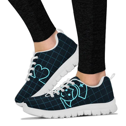 Zapatillas de malla negras para enfermera con imagen de enfermera