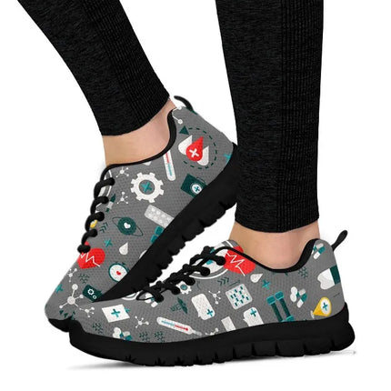 Damen Graue Mesh-Krankenpfleger-Sneaker 8
