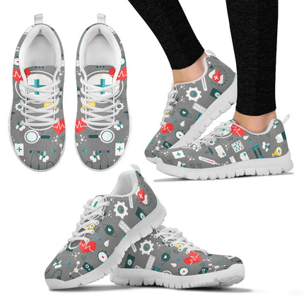 Damen Graue Mesh-Krankenpfleger-Sneaker 8