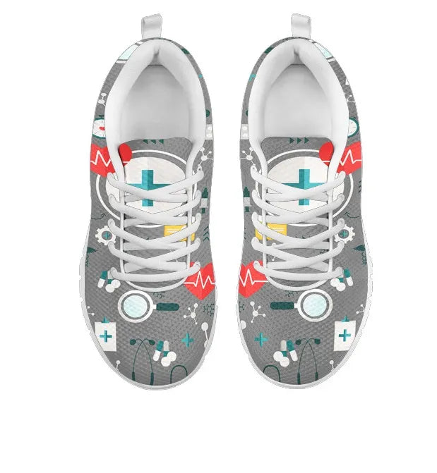 Ladies Gray Mesh Nurse Sneakers 8