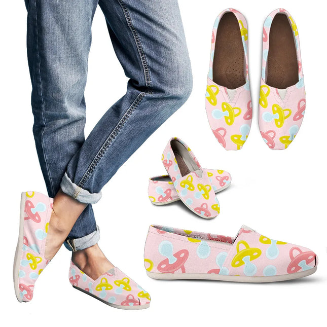 Sapatilhas de Tela Cor-de-Rosa Claro 13 com Símbolo de Chupeta
