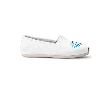 Zapatillas de enfermera de lona blanca con corazón azul claro