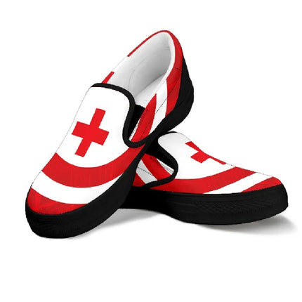 Baskets à enfiler en toile Bold Red Cross pour femmes
