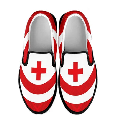 Baskets à enfiler en toile Bold Red Cross pour femmes