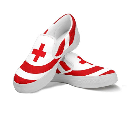 Baskets à enfiler en toile Bold Red Cross pour femmes
