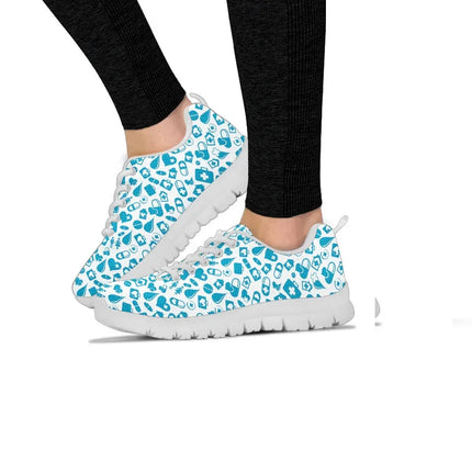 Zapatillas de malla azul claro para mujer con gráficos médicos