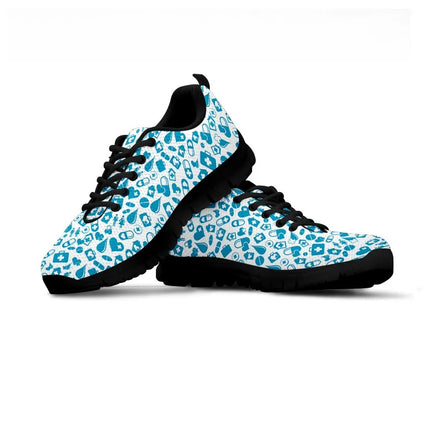 Zapatillas de malla azul claro para mujer con gráficos médicos