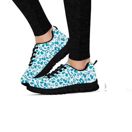 Zapatillas de malla azul claro para mujer con gráficos médicos