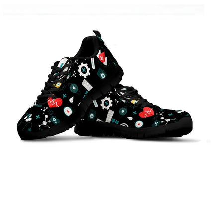 Baskets d'infirmière en maille noire pour femme 8