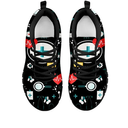Baskets d'infirmière en maille noire pour femme 8
